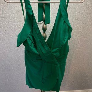 BCBGMaxAzria Green v neck tie neck